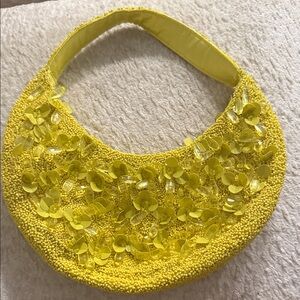 Vibrant Yellow Beaded Shoulder Bag
